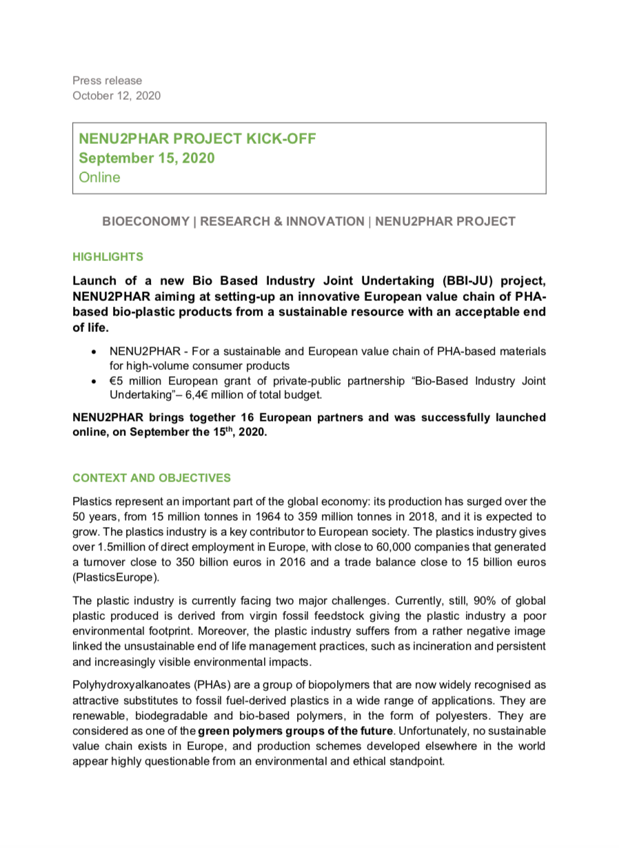 press release nenu2phar european project